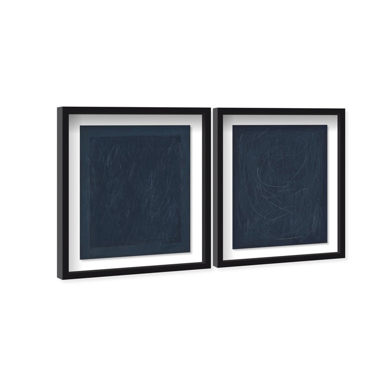 Deep Blue Set Set by Oliver Gal, 37.5"H x 46.5"W, Black Shadowbox
