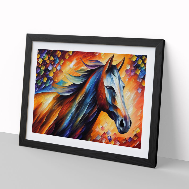 Horse Vol.4 Abstract - Single Picture Frame Print, Black Framed, 46cm H x 64cm W x 2cm D