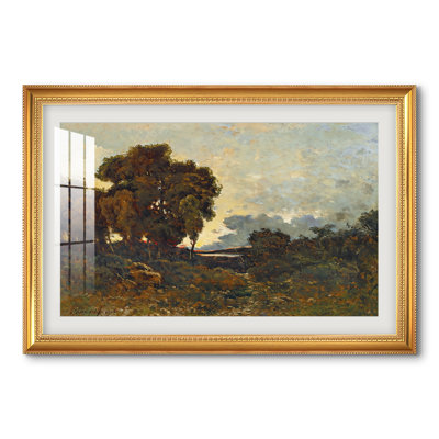 Custom Framed Masterpiece " Sunset On The Allier (Soleil Couchant Sur L'Allier) " by Henri Harpignies