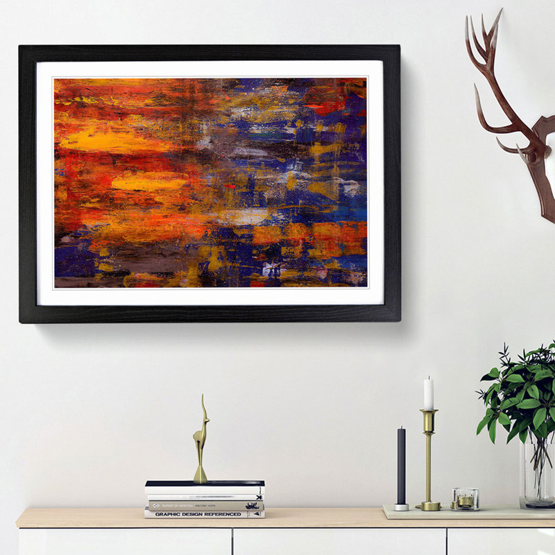 Abstract Art Painting Vol.189 by S.Johnson - Framed Print, 36cm H x 48cm W x 2cm D, Black Framed