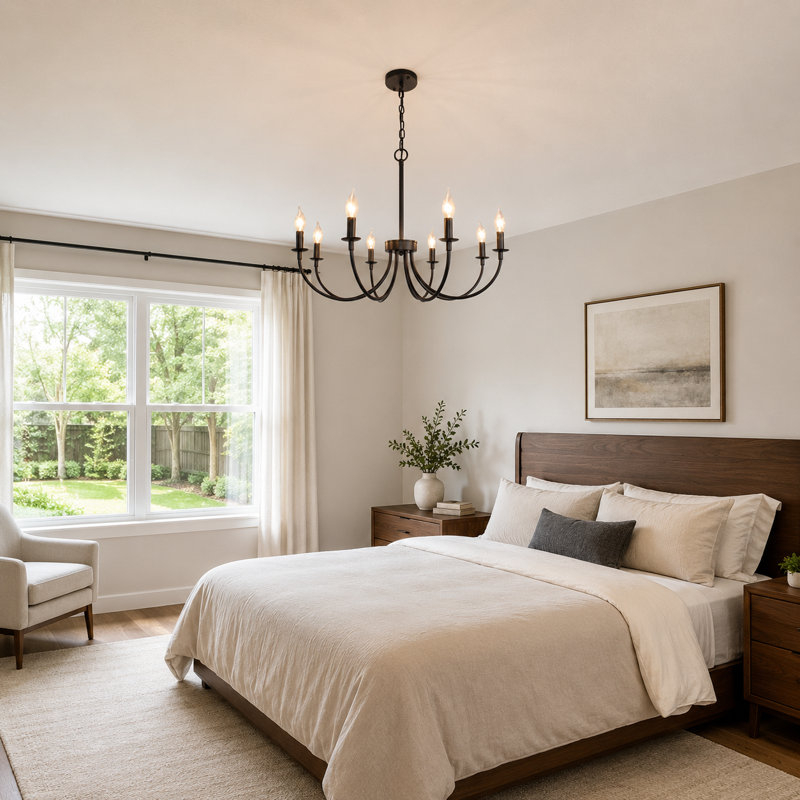 Krustina 8 - Light Dimmable Chandelier, Black