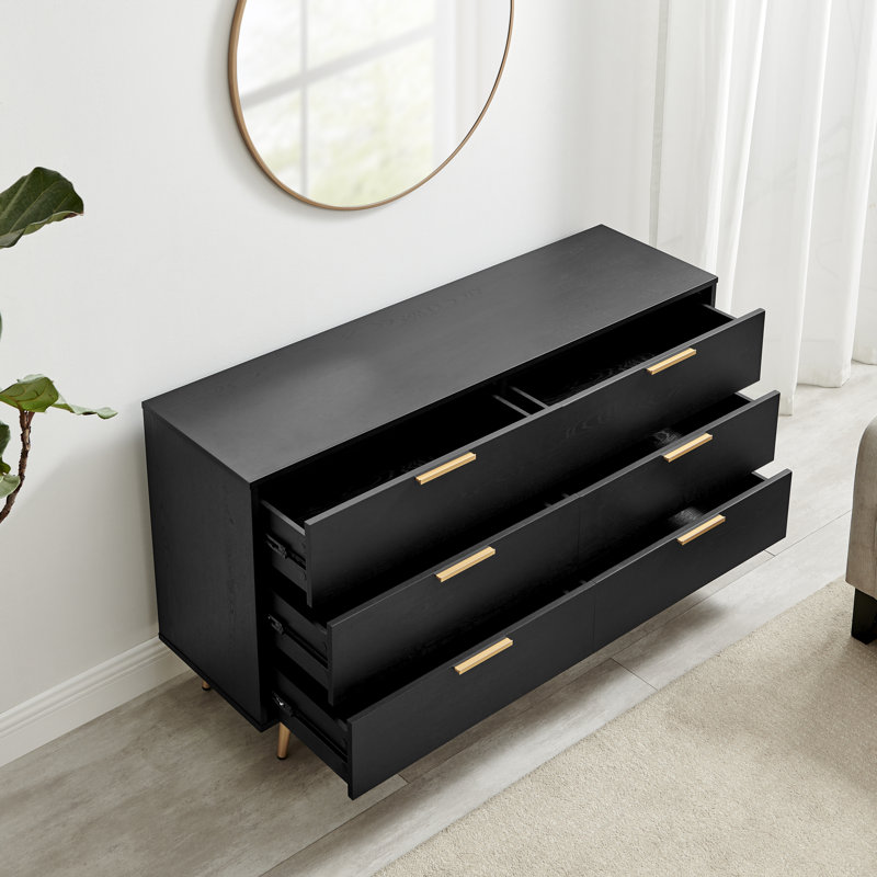 Impala 6 Drawer Chest of Drawers, Modern Scandi Storage Living Room Sideboard & Bedroom Storage