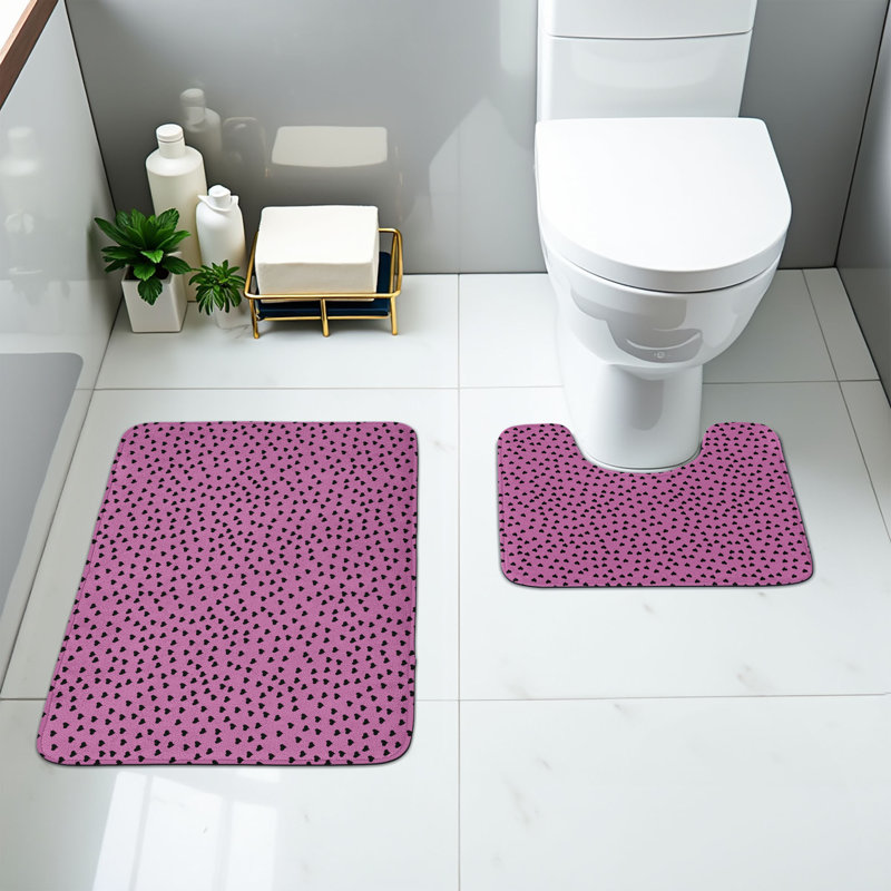  Ensemble de 2 tapis de salle de bain Hot Pink