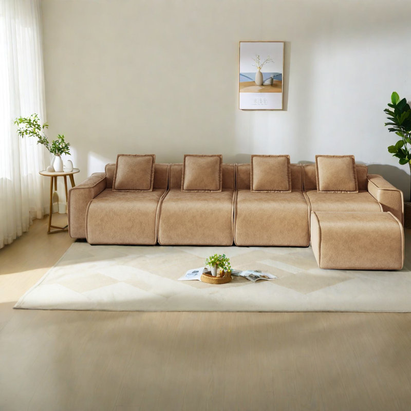 Modulaires spacieux en velours, conception moderne sans assemblage requis, parfait pour les réceptions en famille