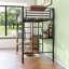 Lit mezzanine simple en métal avec bureau, prise de courant et éclairage à DEL, garde de sécurité et échelle, aucun sommier nécessaire