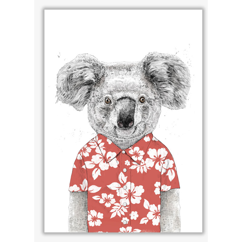 Summer Koala 1 Piece Wall Art, 29.7 cm H x 21 cm W x 1 cm D, No Frame