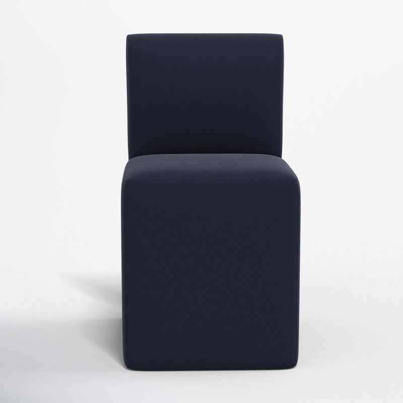 Mendy Upholstered Dining Chair with Casters, Classic Ink Performance Velvet