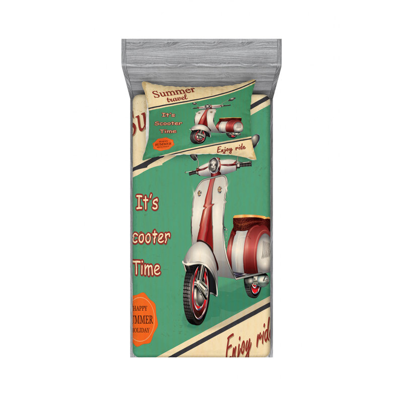 Ensemble de draps scooter, Ensemble de draps pour lit simple avec 1 taie d'or
