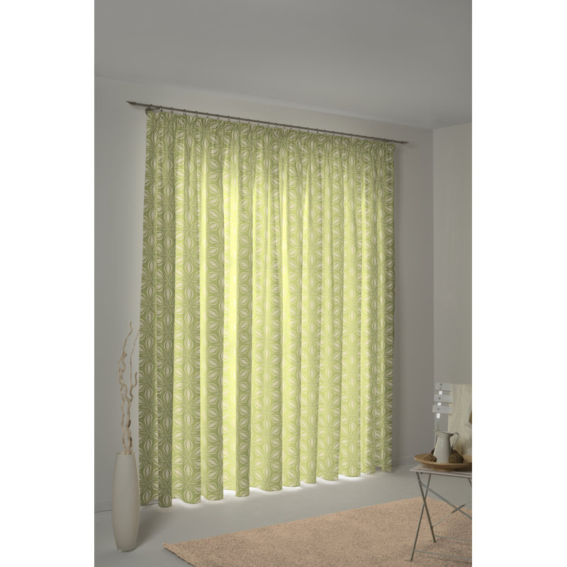 Delmira Retro Floret Slot Top Opaque Curtain, 145 W x 225 D cm, Khaki/Honey dew