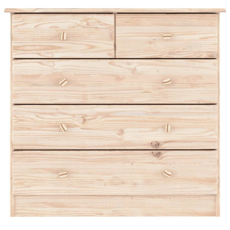 Mamon Solid Wood 77cm W 5 - Drawer Chest of Drawers, Light Brown