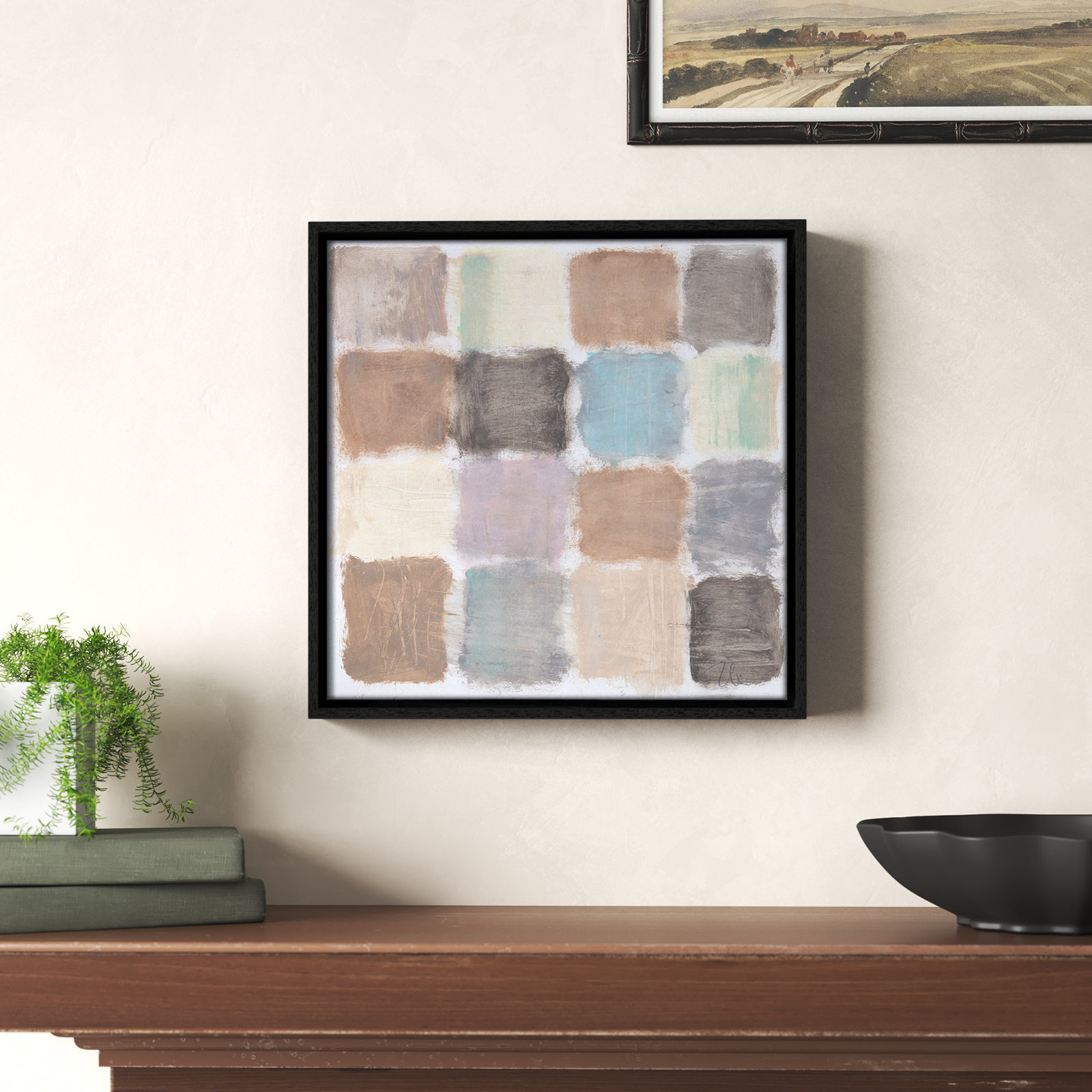 Veasey "Powder Room Reflections" Painting, Espresso, 13.5" H x 13.5" W x 2" D