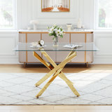 Arlen 51" Luxury Glass Pedestal Dining Table for 4 or 6 People