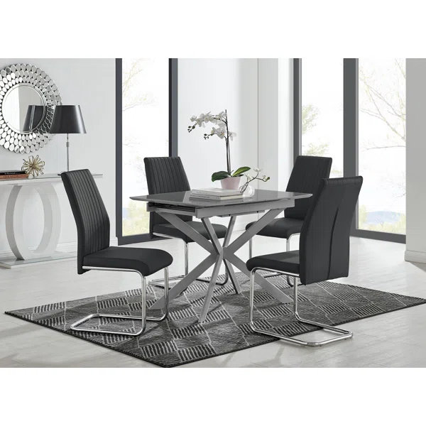Tierra 4 -Person Dining Set, Black, 75H x 100W x 80D