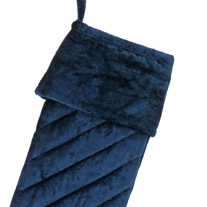Chaussette de Noël en velours matelassé, Bleu