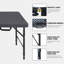 Table pliable 4 pi pour camping, noir. Convient à une utilisation intérieure et extérieure. Capacité de 135 kg. Fixation facile à plier et à transporter. Surface de camping lisse et imperméable noire. Polyvalent dans les environnements. Max
