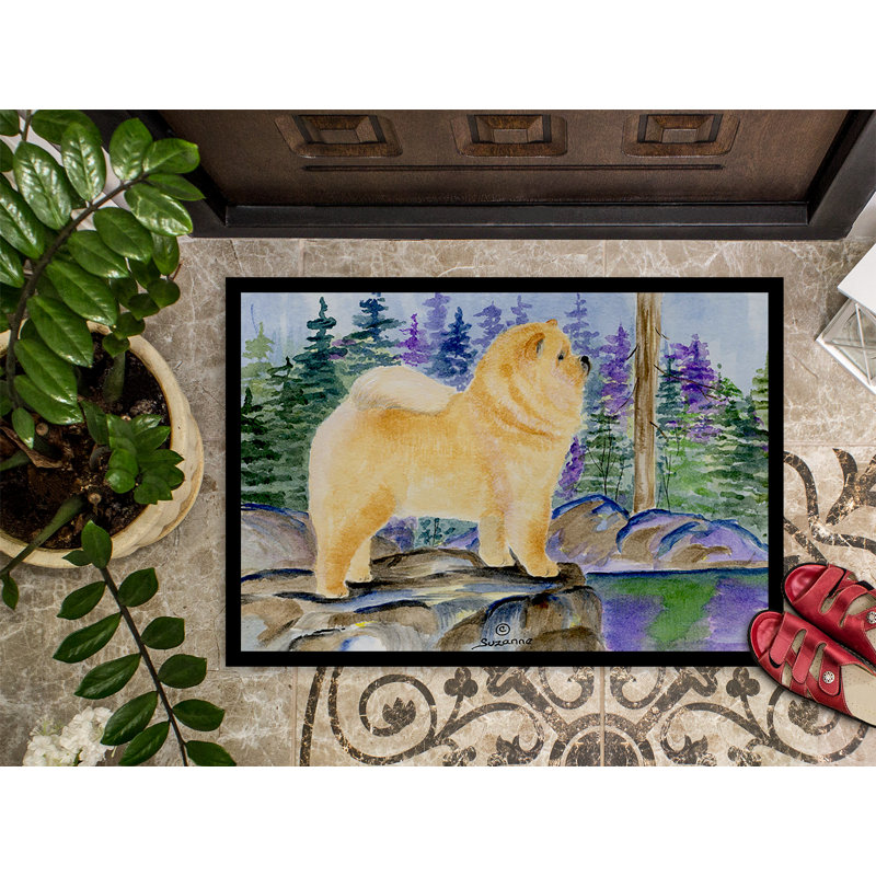 Tapis de porte d’intérieur anti-dérapant chow chow, Rectangle 2 pi x 3 pi