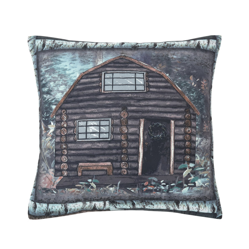 Coussin décoratif Misty Bear Lodge Black Bear Cabin 16 po x 16 po