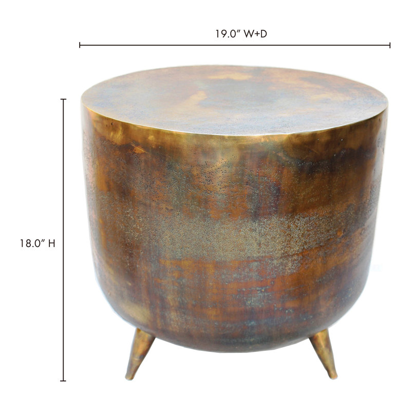 Claes 3 Legs End Table,  Gold/Copper