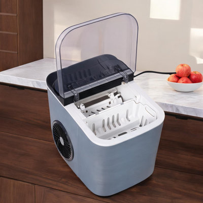 Portable Ice Maker for Kitchen Countertop, Slate Gray Plastic, 9 Bullet Cubes in 6 Mins, 26 lbs Daily