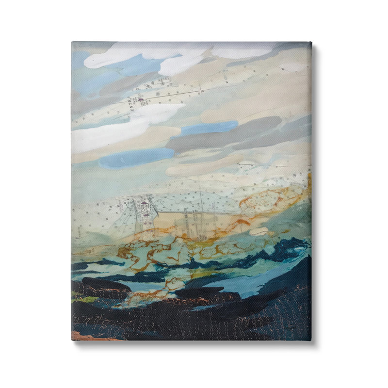 Nautical Abstract Ocean Collage Canvas Print, 16" x 20"