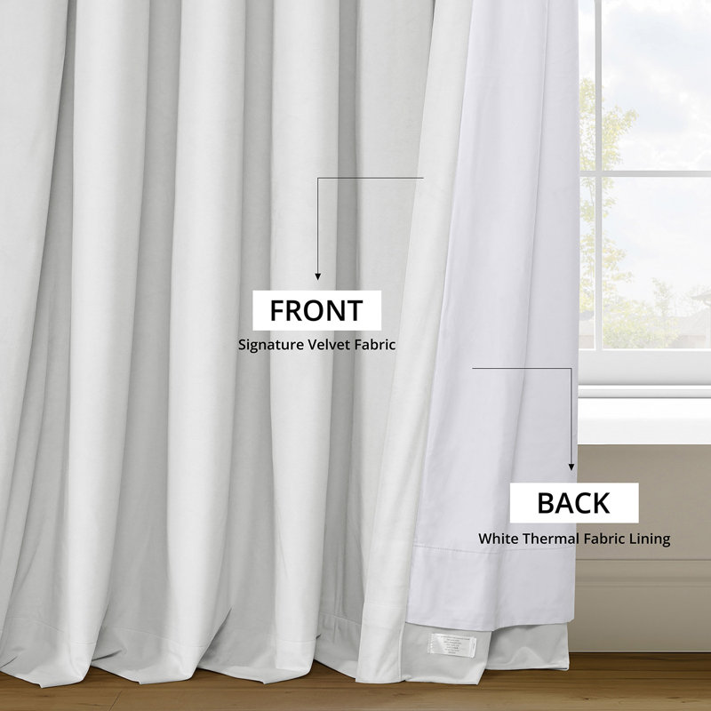 Olivia Velvet Blackout Curtain (1 Panel), 50" W x 108" L, Primary White