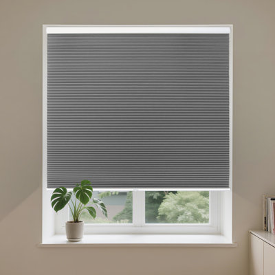  Cellular Shades Cordless Blackout Honeycomb Blinds for Indoor Windows, Thermal Insulated Window Shades Noise Reduction, Easy to Install, Perfect for Bedroom/Living Room, Grey 36" W x 64" H