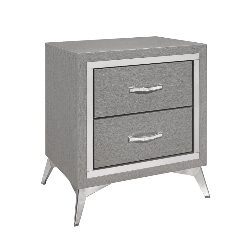Maxo 2-drawer Wood Nightstand, Gray