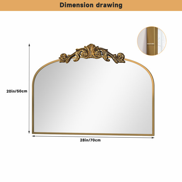 Miroir mural Baroque, cadre décoratif en métal, doré, 60x87.5 cm Miroir mural Baroque, cadre décoratif en métal, doré, 60x87.5 cm
