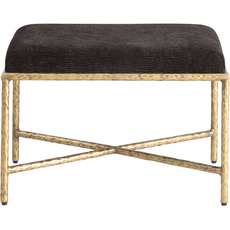 Banc en tissu Iyania Chenille, Brun, Doré