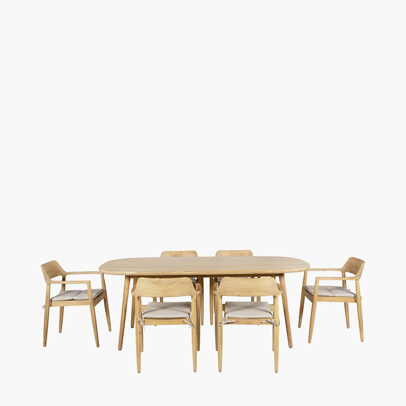 Himmelmann 6 - Person Wood Patio Dining Set with Oval Table , Cushions Included