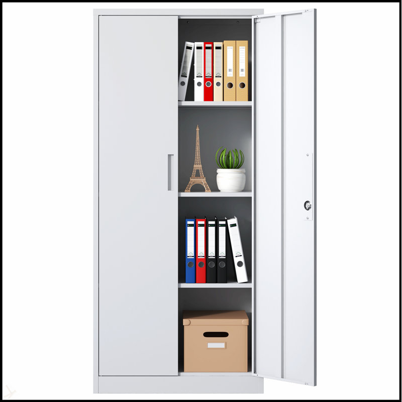 Grande armoire de rangement en métal de 71 pouces avec portes verrouillables et tablettes réglables, parfaite pour organiser vos outils en toute sécurité