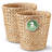 2-Pack Natural Wicker Trash Cans - Rattan Waste Baskets With Metal Frame