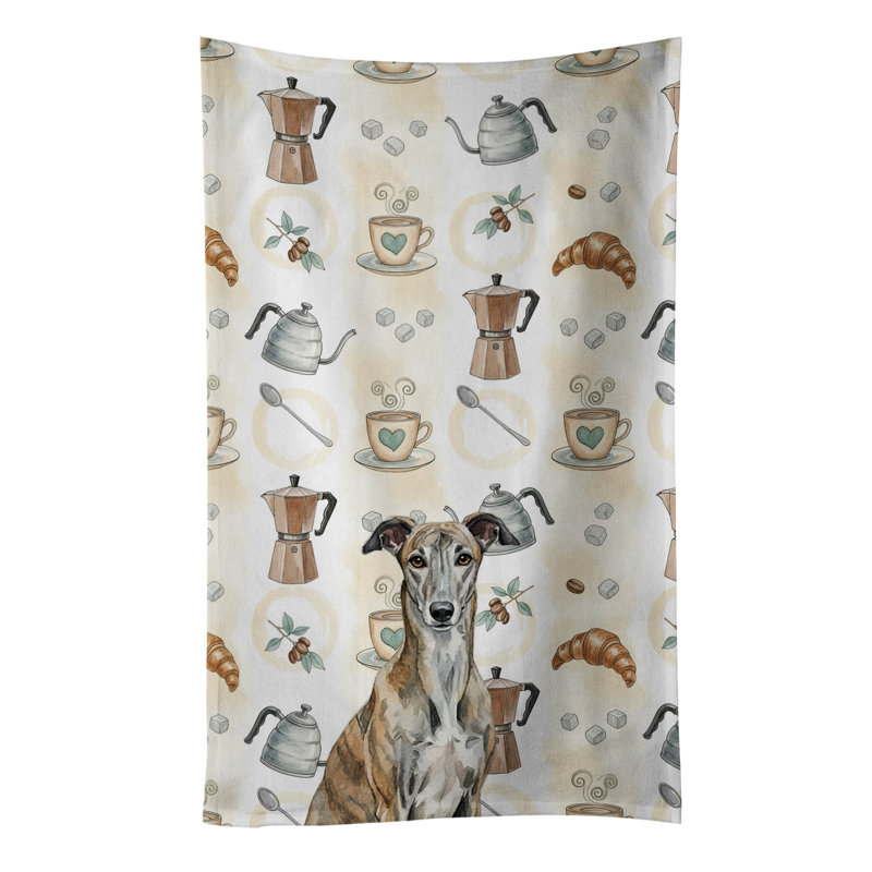Brindle Greyhound Coffee Bar Kitchen Towel, Brindle Greyhound