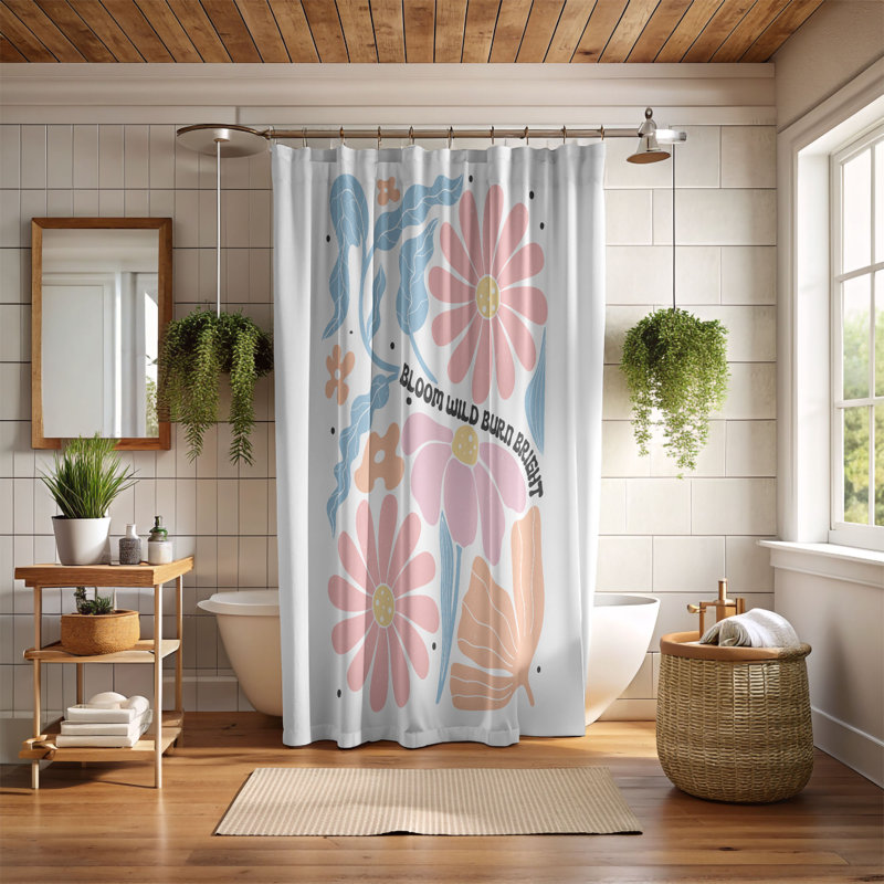 Ariaunna Floral Shower Curtain, H 74 po x l 71 po