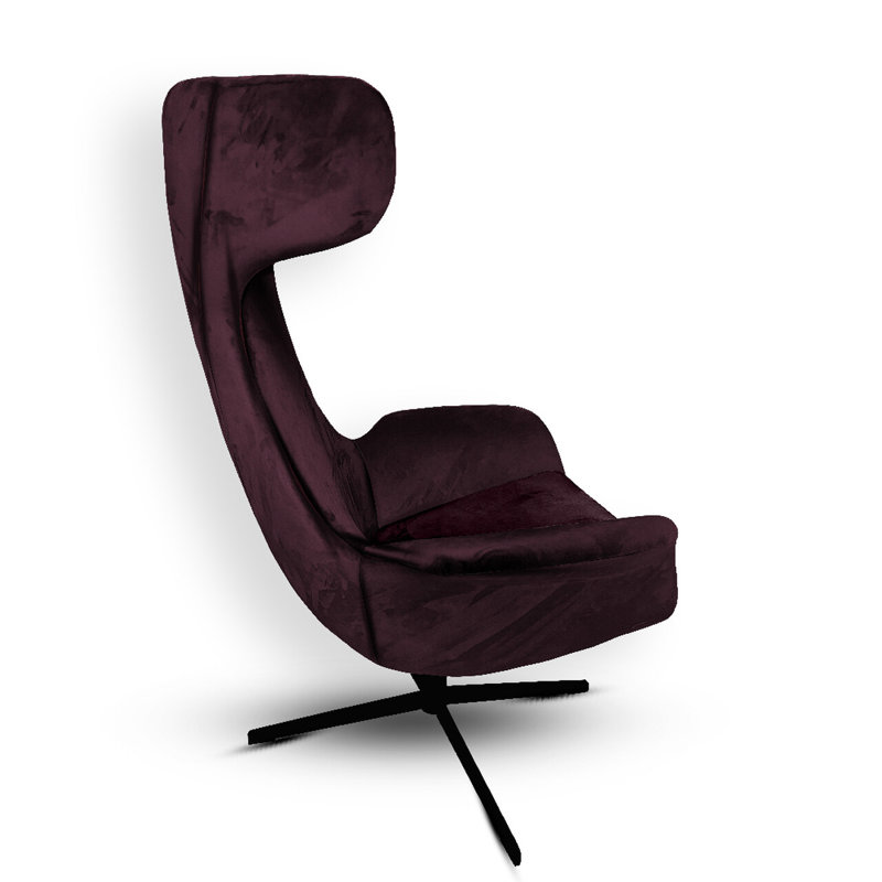 Alexandia Velvet Swivel Armchair, Purple