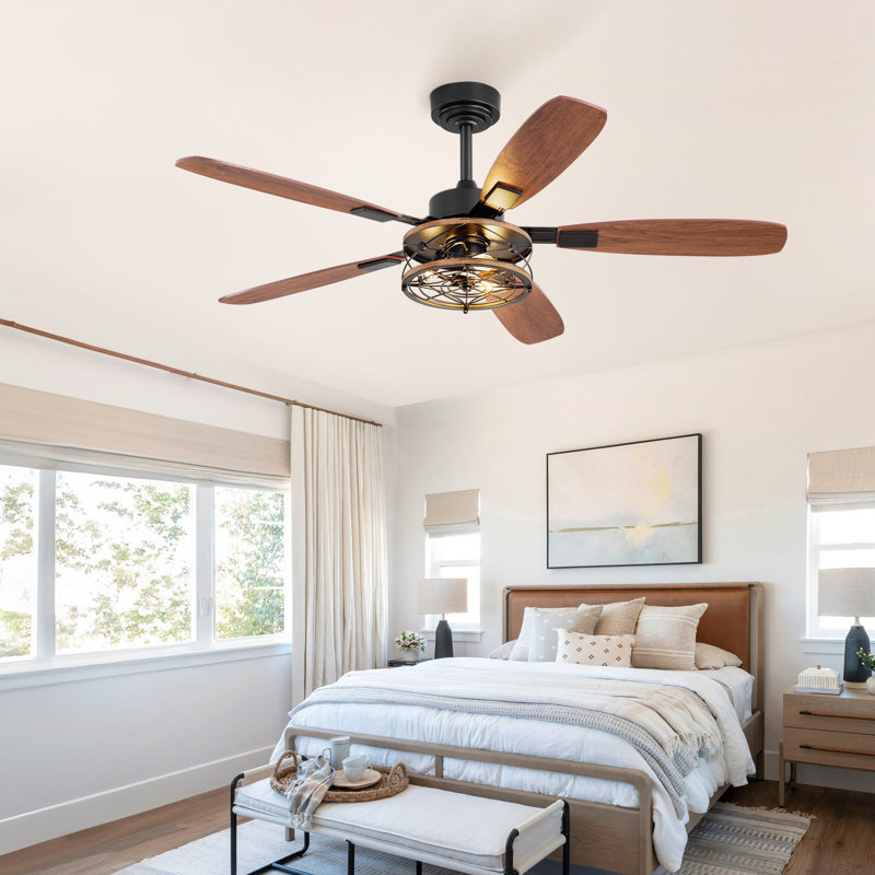  Ventilateur de plafond ferme de 52 po avec ensemble d'éclairage et télécommande Cissline pour chambres à coucher / salles à manger
