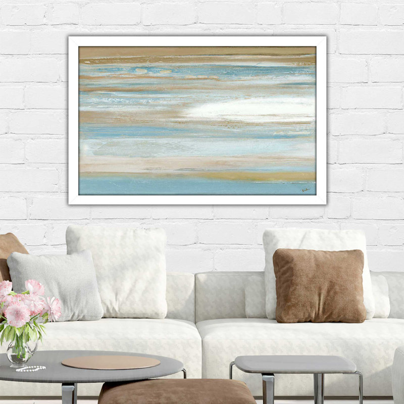 Teal Sunrise II par - Peinture, Cadre blanc, H 21,5 po x l 27,5 po x P 0,75 po
