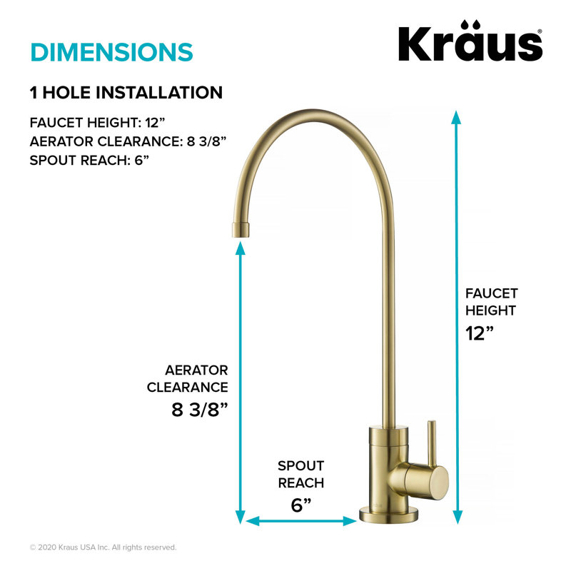 Purita 100% Lead-Free Kitchen Water Filter Faucet, Brushed Gold