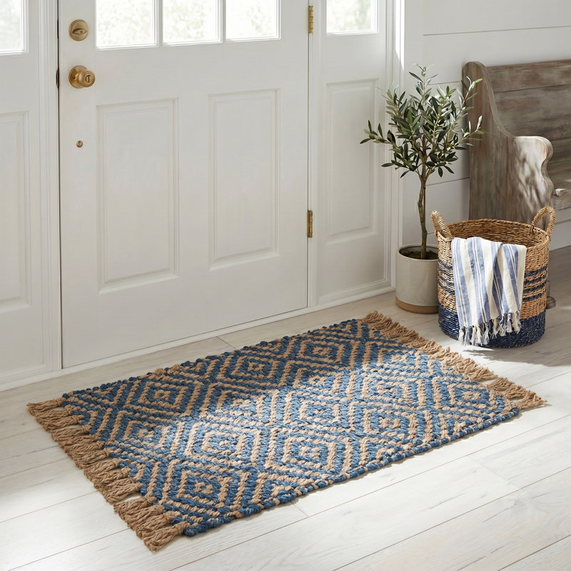 Derr Natural Fiber Hand Woven Jute Geometric Rug, Rectangle 2' x 3'