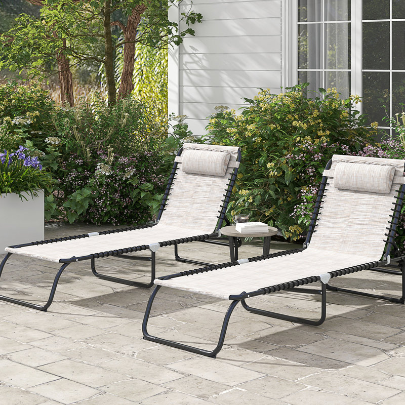 Chaise longue de piscine 2 pièces 2 pièces en maille respirante crème pour chaise longue de patio