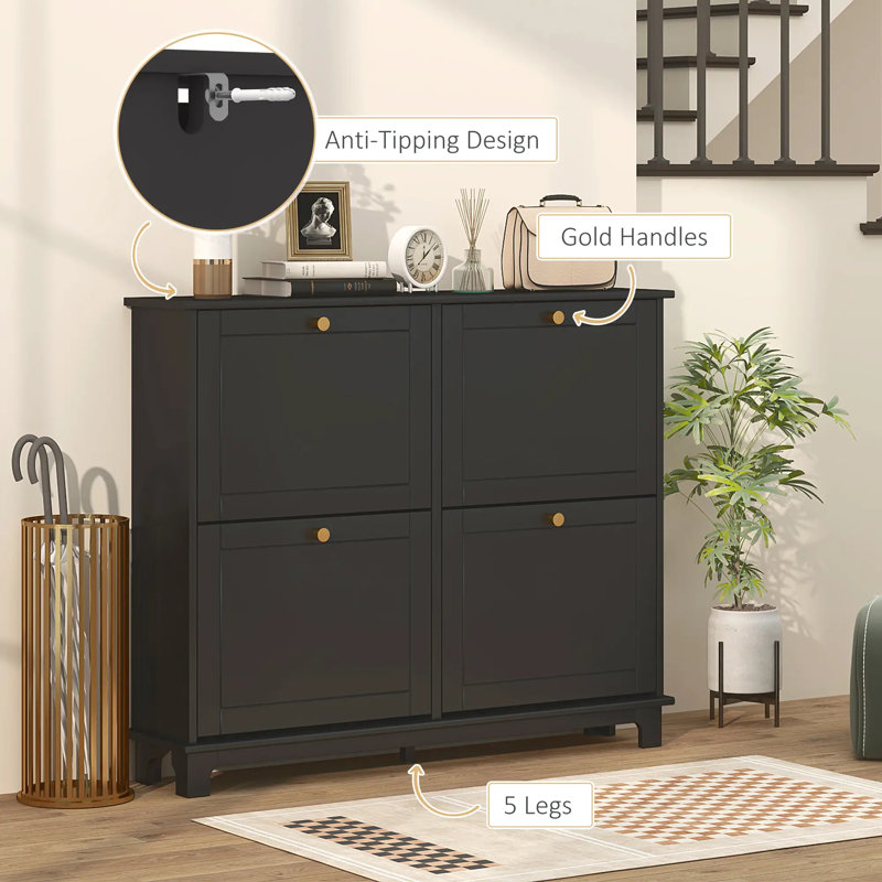 12 Pair Shoe Storage Cabinet, Black