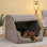 Niche pour chien spacieuse et généreuse, lit de bébé de style grotte avec rembourrage en mousse à mémoire de forme, intérieur moelleux et base antidérapante pour chiens de taille moyenne à grande, couleur grise, taille grande