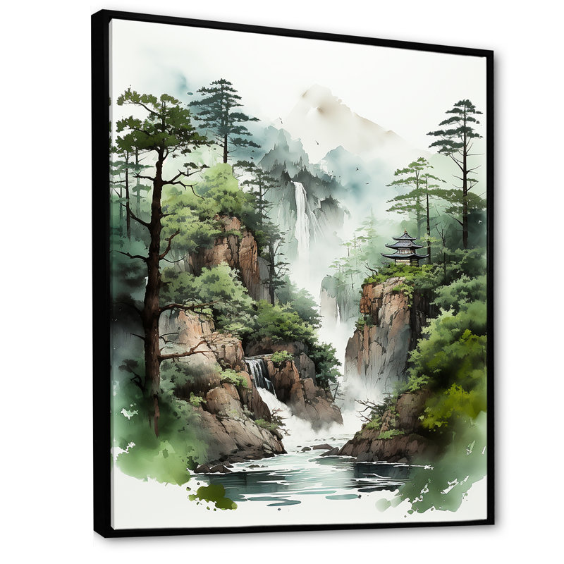Minimalisme Cliffside Reverie I, Cadre flottant noir, H 20 po x l 12 po x P 1 po