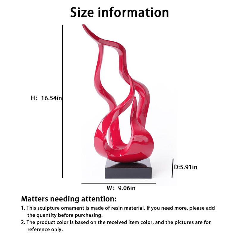Décoration de statue d'art flamme (1pc) - parfaite pour la chambre à coucher, le bureau et le bureau, Rouge