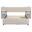 Grand lit plateforme tapissier avec lumières de lecture, tiroirs, lit gigogne et tablettes-118580021