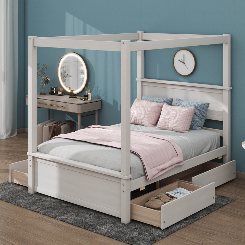 Canopy Storage Bed, White, 4