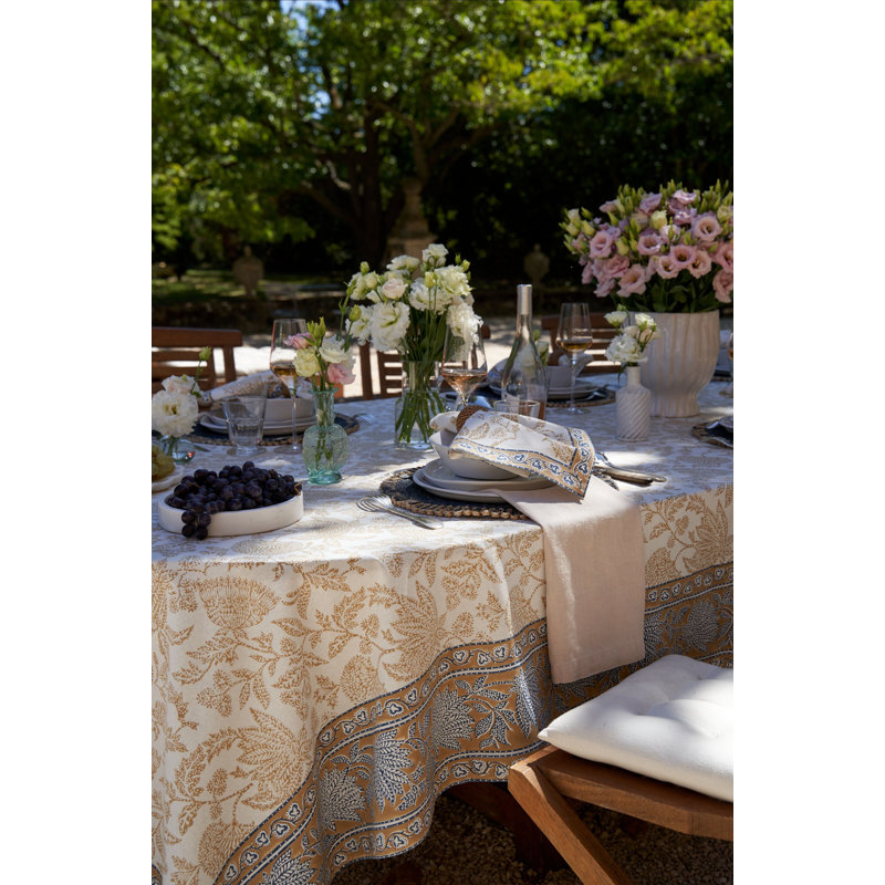 Chloe Handmade Floral Tablecloth, 142" L x 71" W