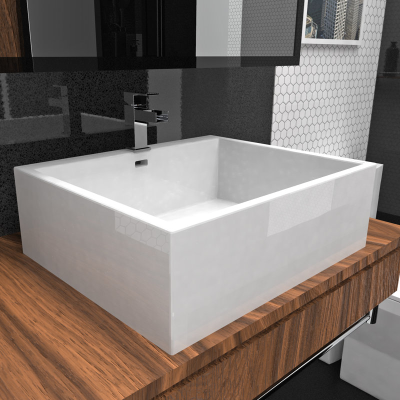 Robinet pour salle de bain à un trou avec drain Quadrato