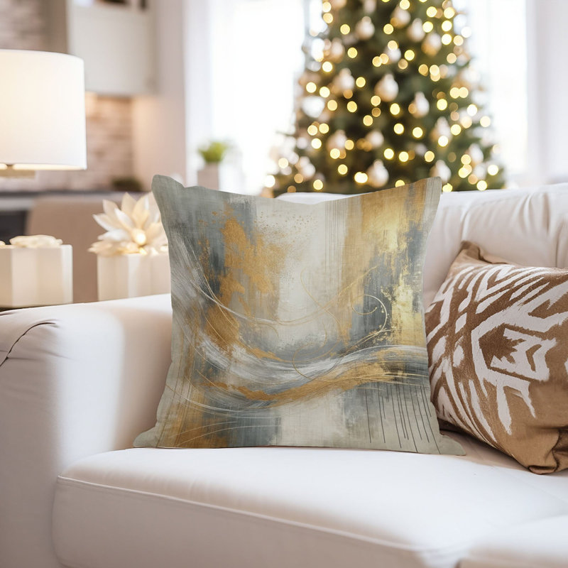 Abstract Golden Brush Strokes II Transitional, 16"H x 16"W