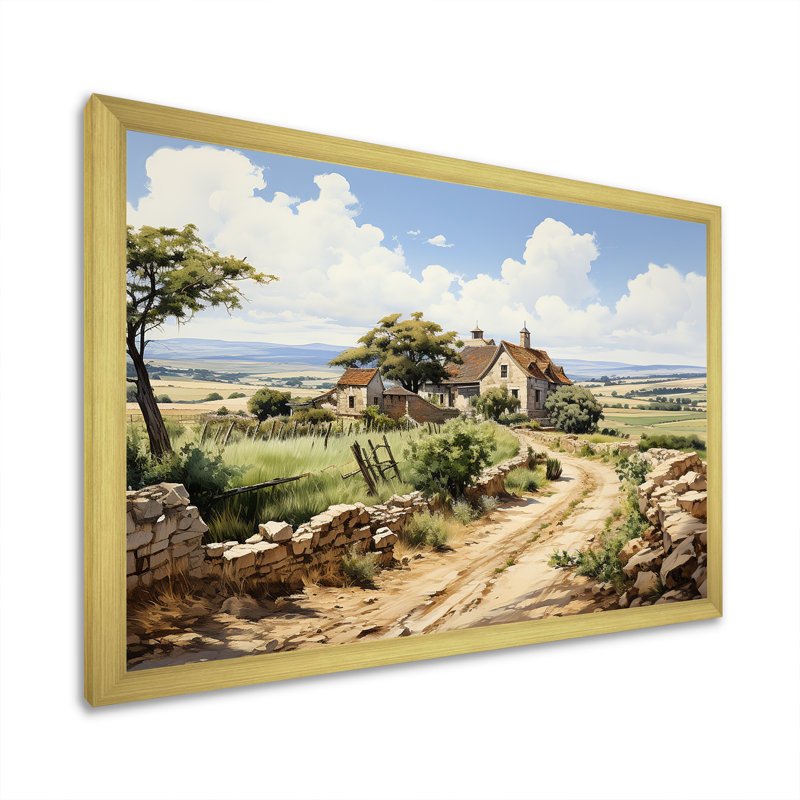 «Vineyard Scenery Landscape Beauty V», reproduction sur toile, Cadre doré simple, H 30 po x l 40 po x P 1,5 po